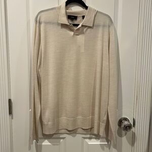 Vince Men’s Long Sleeve Polo Sweater Oatmeal Cream XL NWT